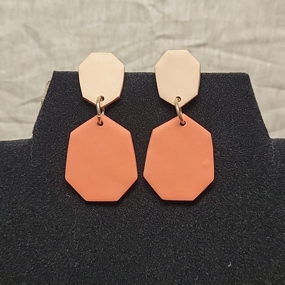 Orange Geometric Pierced Earrings